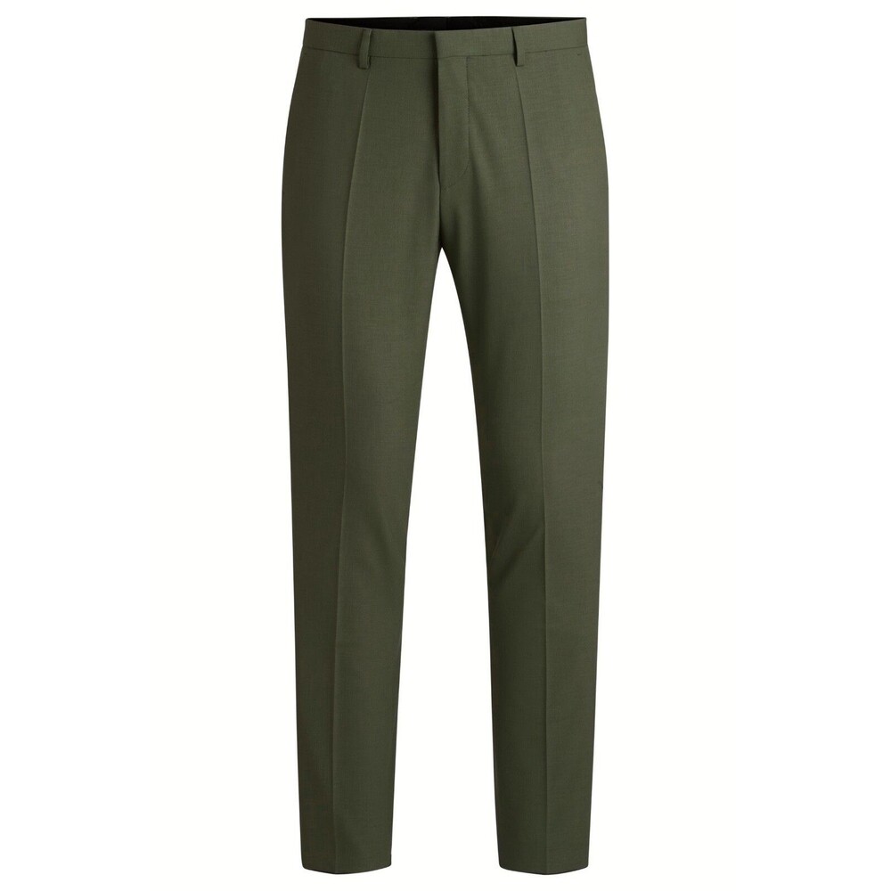 Hugo Boss Mens Pants Sz 30R Hesten Olive Solid Extra Slim Fit Dress Wool Blend